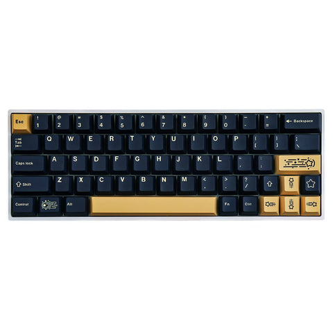 kit keycaps stargaze schwarz gelb auf einer mechanischen custom tastatur