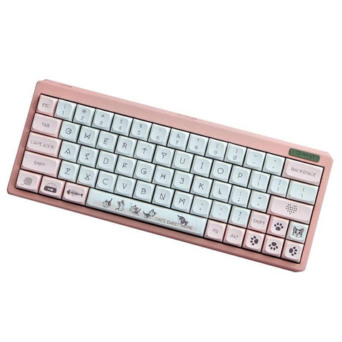kit keycaps cat cute rosa